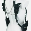 Black Bird handmade Italian leather harness with wing-like straps across the back