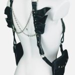 Black Bird handmade Italian leather harness with wing-like straps across the back