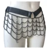 Gaga Glam black Italian leather belt with gleaming chain rows