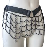 Gaga Glam black Italian leather belt with gleaming chain rows