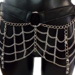 Gaga Glam Italian leather statement belt with dense polished chains