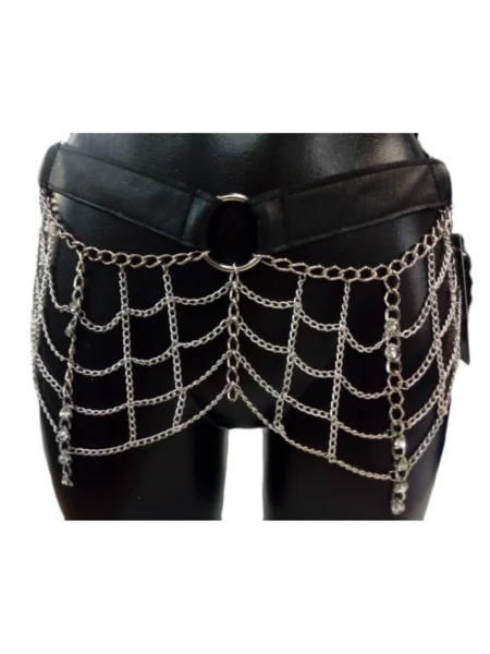 Gaga Glam Italian leather statement belt with dense polished chains