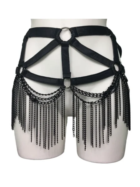 Gaga original Italian leather rave belt slung with flashing chains