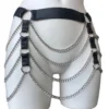 Paradise hip-slung Italian leather belt with layered swinging chains