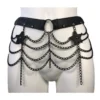 Paris smooth Italian leather waist belt with refined chain drop