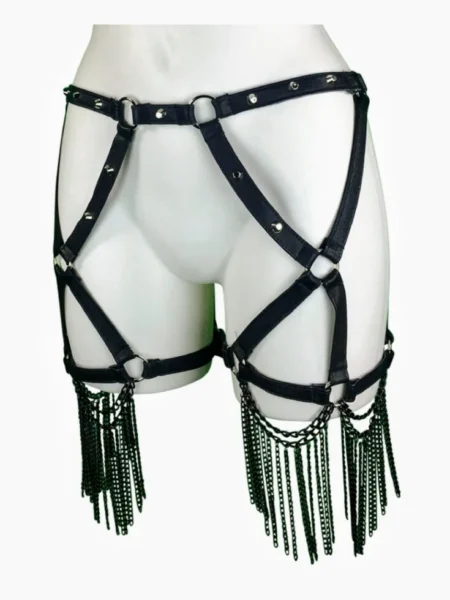 Prodigy Italian leather leg harness belt strapping waist and thigh – view 2