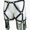 Prodigy Gaga adjustable Italian leather leg harness belt with chains