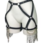 Prodigy Gaga Italian leather waist and thigh harness belt with chains