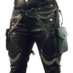 Prodigy Italian leather waist and leg harness belt with two pouch bags