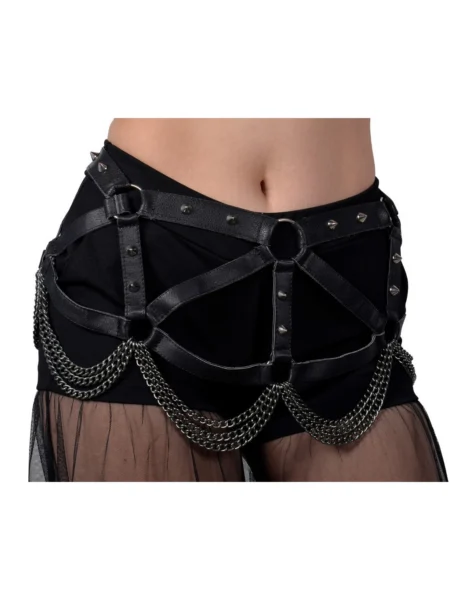 Tiramisu layered Italian leather statement belt with tiered chains