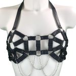 Eva handmade Italian leather chain bra with adjustable neck and back straps