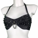 Gelato Italian leather bra with dripping chain details