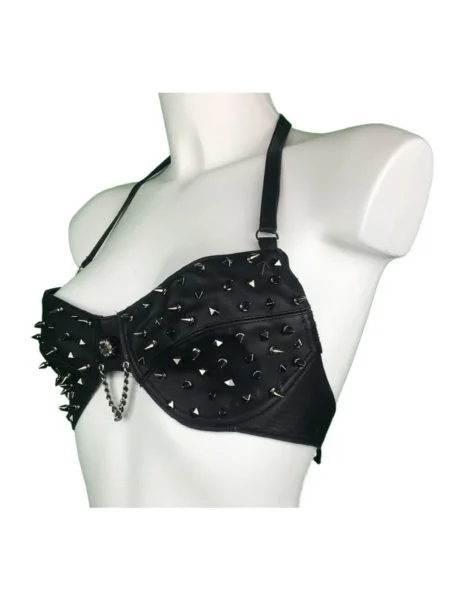 Gelato Italian leather bra with dripping chain details – view 2