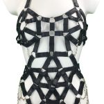 Coachella handmade Italian leather festival dress with chain strands