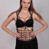 Cocolina light Italian leather halter dress with chain details