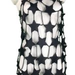 Star Italian leather halter dress with rippling chain streams