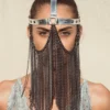 Original Gaga sculpted leather face mask with chain along the jawline