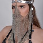 Gaga leather masquerade ball mask with chain drops at the temples, second edition