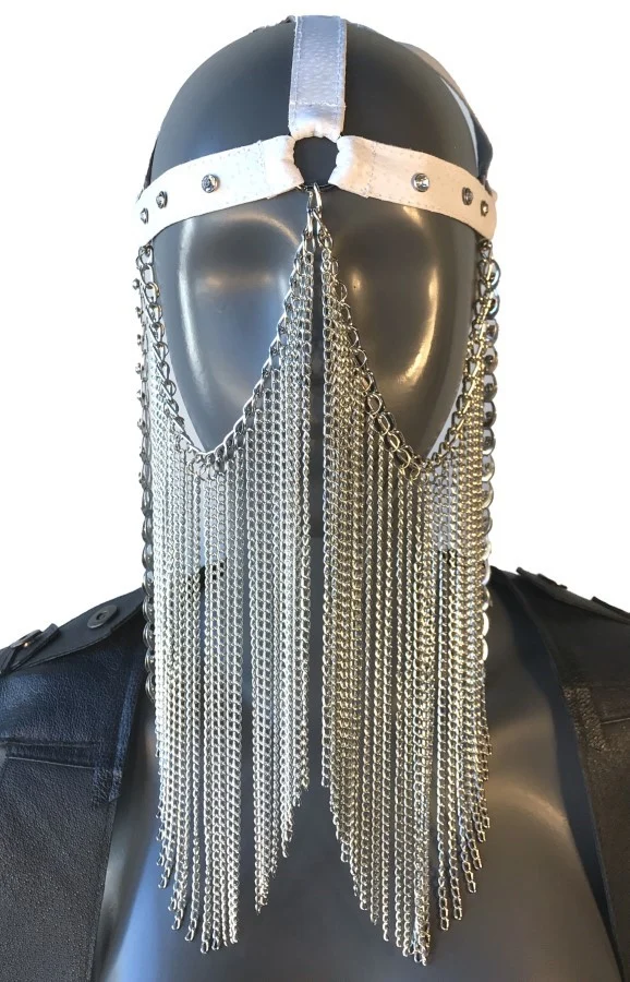 Gaga leather masquerade ball mask with chain drops at the temples, second edition – view 4