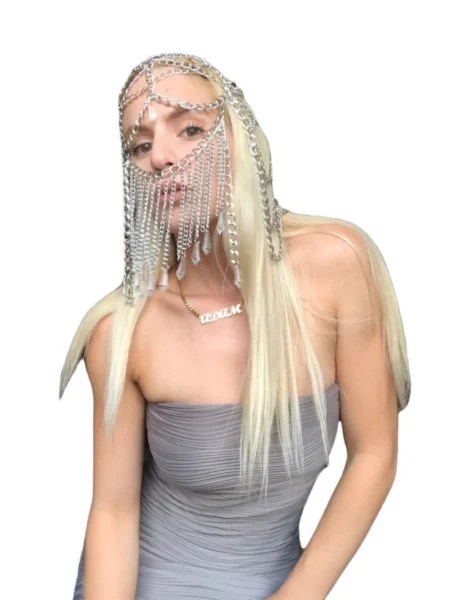 Scheherazade cascading chain face jewelry mask, second edition