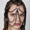 Star handmade leather masquerade face mask with chain accents