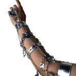 Glowe Star Italian leather cuff bracelet with starburst chain detail