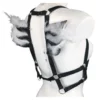 Angel handmade Italian leather shoulder harness with wing-like chain sweep across the back