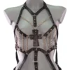 Frankenstein handmade Italian leather gothic harness with asymmetric straps
