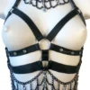 Gaga Glam handmade chain leather harness with layered shimmering chains