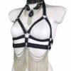 Gaga classic handmade Italian leather body harness with collar and waist buttons