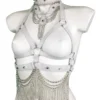 Gaga handmade Italian leather chest harness with chains and buttoned fit
