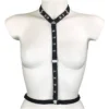 Loly handmade Italian leather waist harness with slender vertical chains