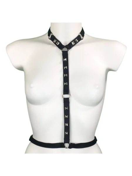 Loly handmade Italian leather waist harness with slender vertical chains – view 2