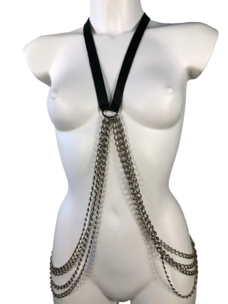 Nikita handmade leather chain harness with loose swinging chains