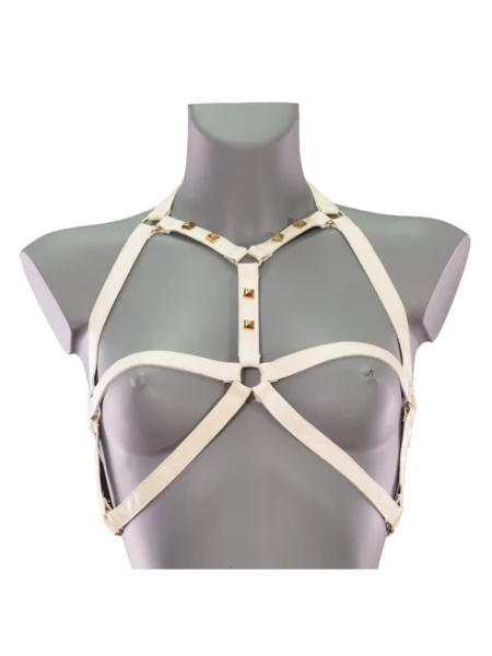 Skelet handmade Italian leather body harness with graphic bone-line straps – view 3