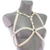 Skelet handmade Italian leather body harness with graphic bone-line straps – view 4