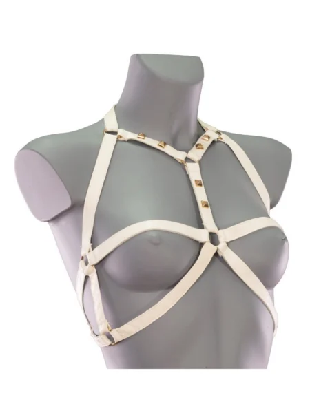 Skelet handmade Italian leather body harness with graphic bone-line straps – view 4