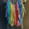 Scheherazade handmade leather fringe top with tiered chains