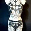 Farfalla handmade leather harness set with wing-shaped straps and chains