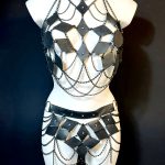 Farfalla handmade leather harness set with wing-shaped straps and chains