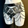 Farfalla slender Italian leather belt with delicate fluttering chains