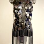 Moon Long handmade leather top with extended silver-tone chains