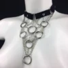 Shanghai handmade leather choker necklace with dense short chains