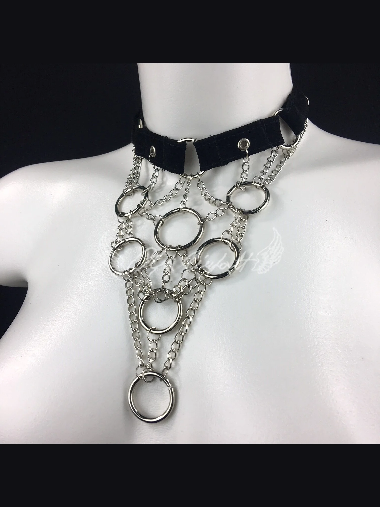 Shanghai handmade leather choker necklace with dense short chains