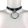 Anime handmade leather necklace with short graphic chain drop