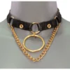 Berlin original handmade leather choker necklace with short chain curtain