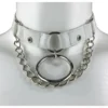 Berlin handmade leather choker necklace with hanging links, variant IV