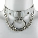 Berlin handmade leather choker necklace with hanging links, variant IV