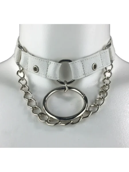 Berlin handmade leather choker necklace with hanging links, variant IV