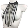 Chain original handmade leather statement necklace with heavy metal links